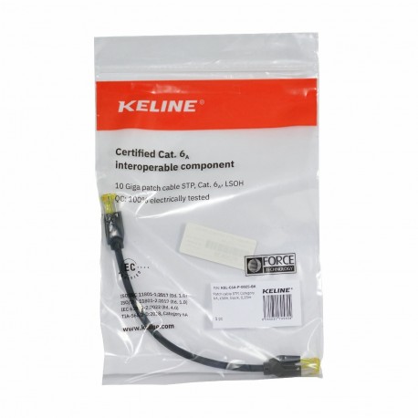 Mrežni kabel KELine SFTP CAT.6A, 0,25m, črn