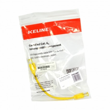 Mrežni kabel KELine SFTP CAT.6A, 0,25m, rumen