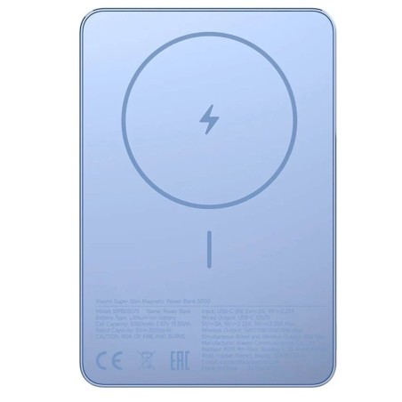 Prenosna baterija Powerbank Xiaomi Super Slim Magnetic, 5000 mAh, modra