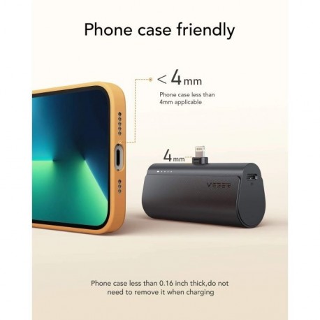 Prenosna baterija Powerbank VEGER PlugON Lightning, 5000 mAh, črna