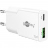 Polnilec Goobay 30W GaN Multiport 1x USB-C PD, 1x USB-A QC, bel