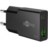 Polnilec Goobay 30W GaN Multiport 1x USB-C PD, 1x USB-A QC, črn