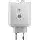 Polnilec Goobay 65W GaN Multiport 1x USB-C PD, 1x USB-A, bel