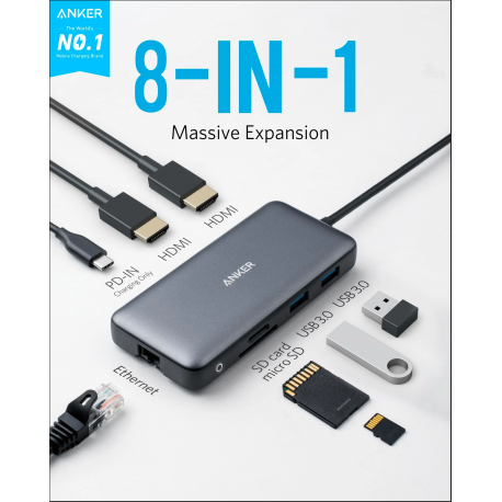 Hub Anker 553, 8v1, USB-C, A83800A1