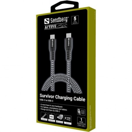 Kabel Sandberg Survivor USB-C, 100W, 1m