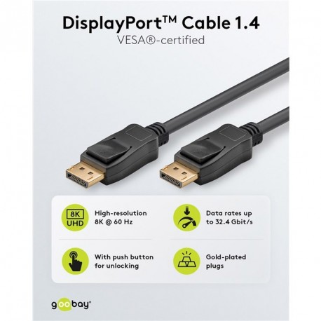 Kabel GOOBAY DisplayPort 1.4 (M/M), 2m