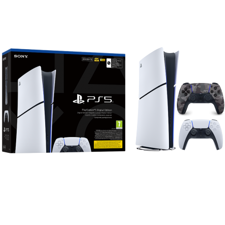 Igralna konzola PlayStation 5 Slim Digital, 825GB + dodaten kontroler (voj. siv)
