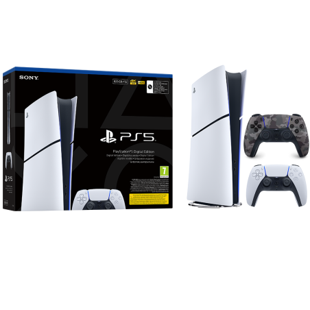 Igralna konzola PlayStation 5 Slim Digital, 825GB + dodaten kontroler (voj. siv)