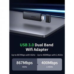 Brezžični mrežni adapter Ugreen 50340, Wi-Fi 5, USB 3.0
