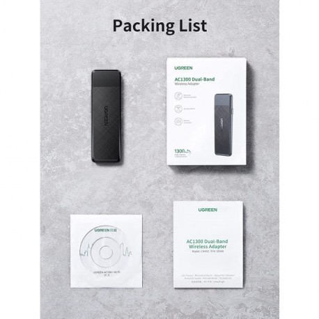 Brezžični mrežni adapter Ugreen 50340, Wi-Fi 5, USB 3.0