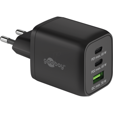 Napajalni adapter Goobay 65W USB-C GaN Multiport Fast Charger Nano, črn