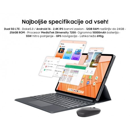 Tablični računalnik Blackview MEGA 12, 5G, 12GB, 256GB, zlat