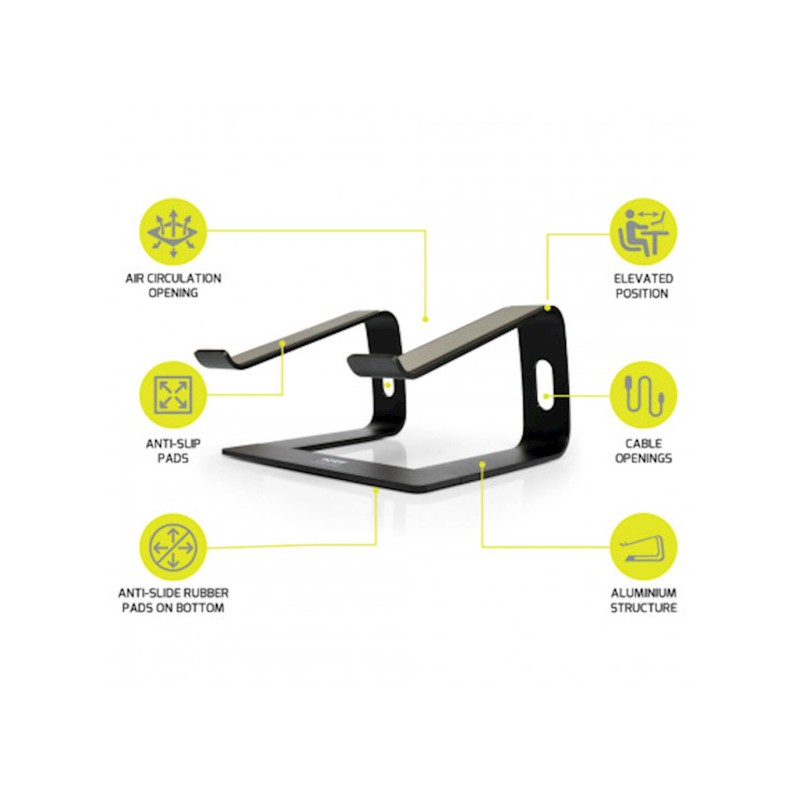 Stojalo za prenosnik PORT do 15" aluminij / ergonomska