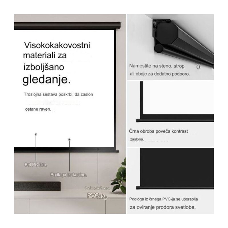Projekcijsko platno VonHaus, 90-palčno