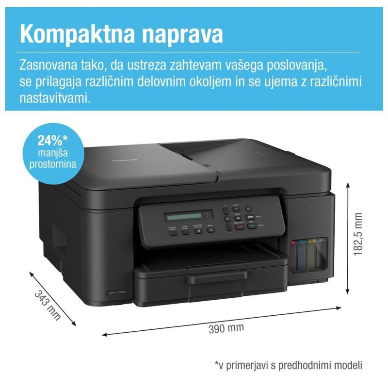 Multifunkcijski tiskalnik Brother DCPT730DWYJ1 + darilo D100CLVAL Valuepack
