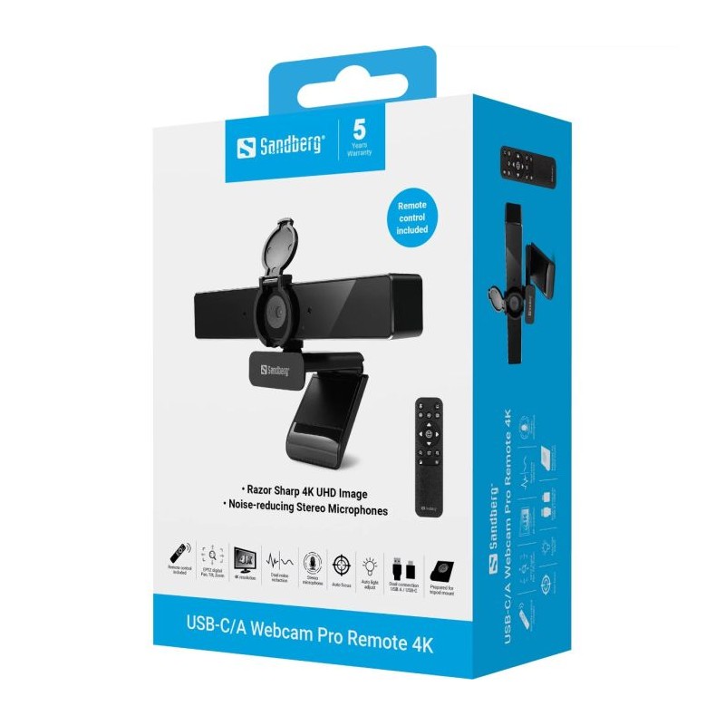 Videokonferenčna kamera Sandberg Pro Remote 4K, črna