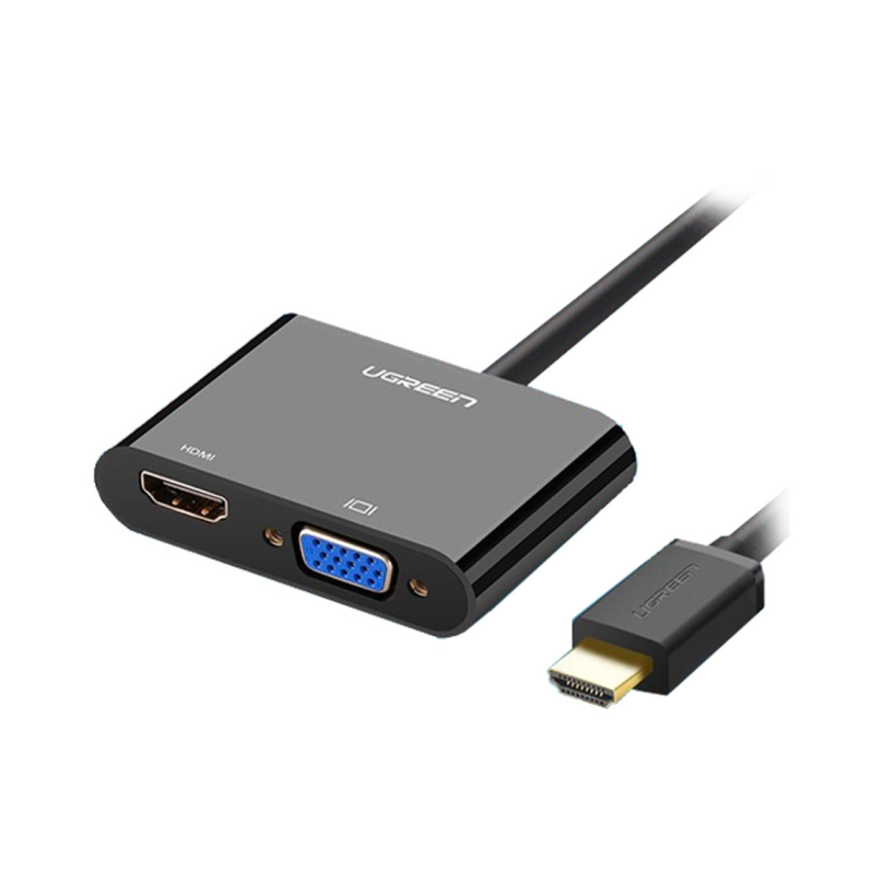 Ugreen HDMI na VGA+HDMI adapter črn, 40744