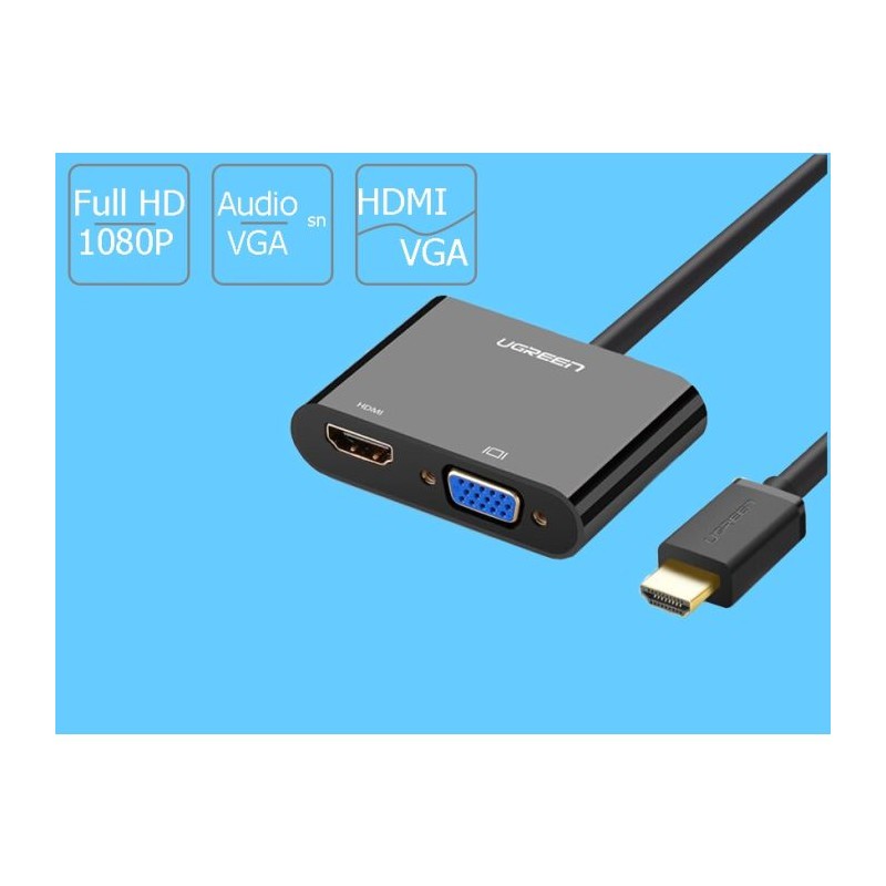 Ugreen HDMI na VGA+HDMI adapter črn, 40744