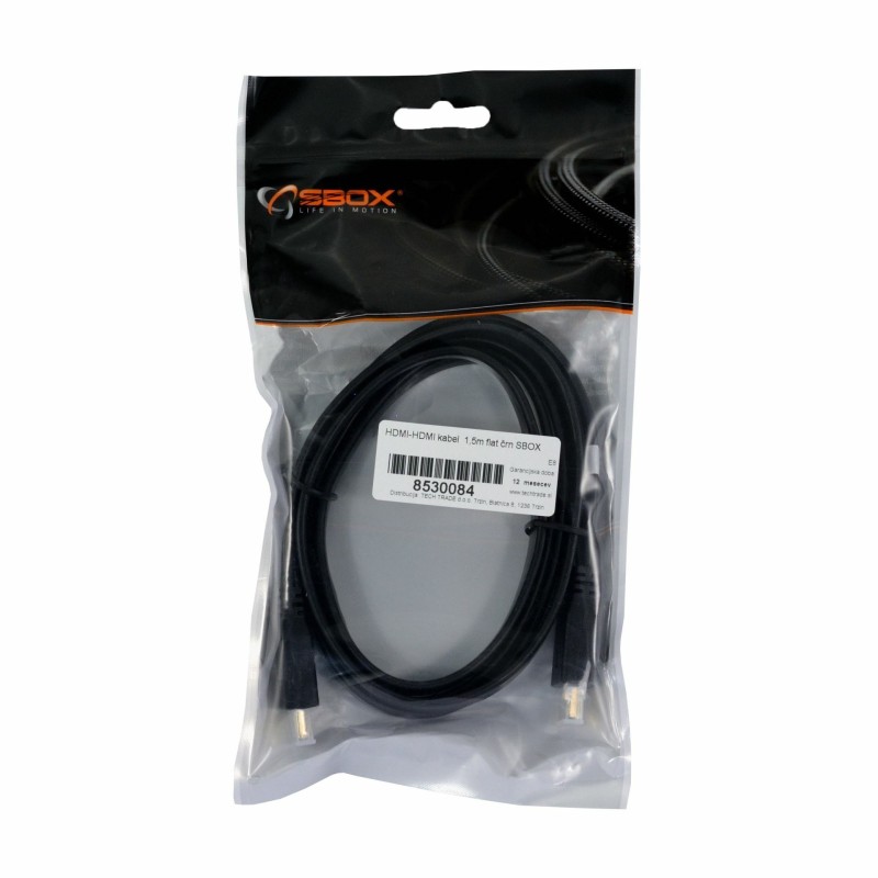 HDMI-HDMI kabel 1.5m flat črn SBOX