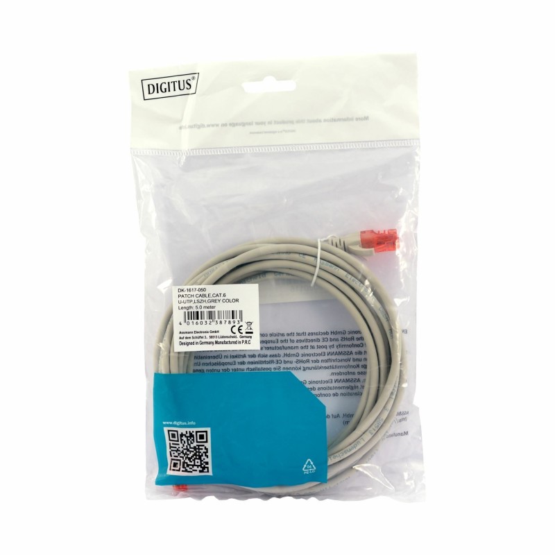 Priključni kabel za mrežo Cat6 UTP 5m siv