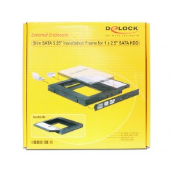 Nosilec za vgradnjo 2,5" SSD diska v DVD slot prenosnika Delock 61993
