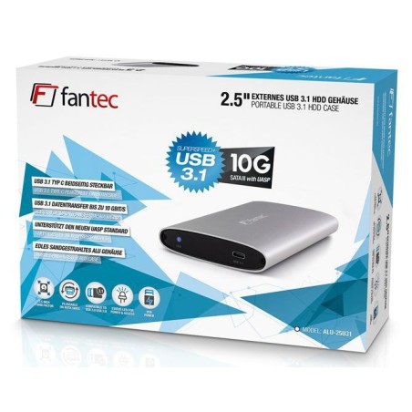 Ohišje za disk 2.5" USB 3.1 tip-C Fantec ALU-25U31 srebrno