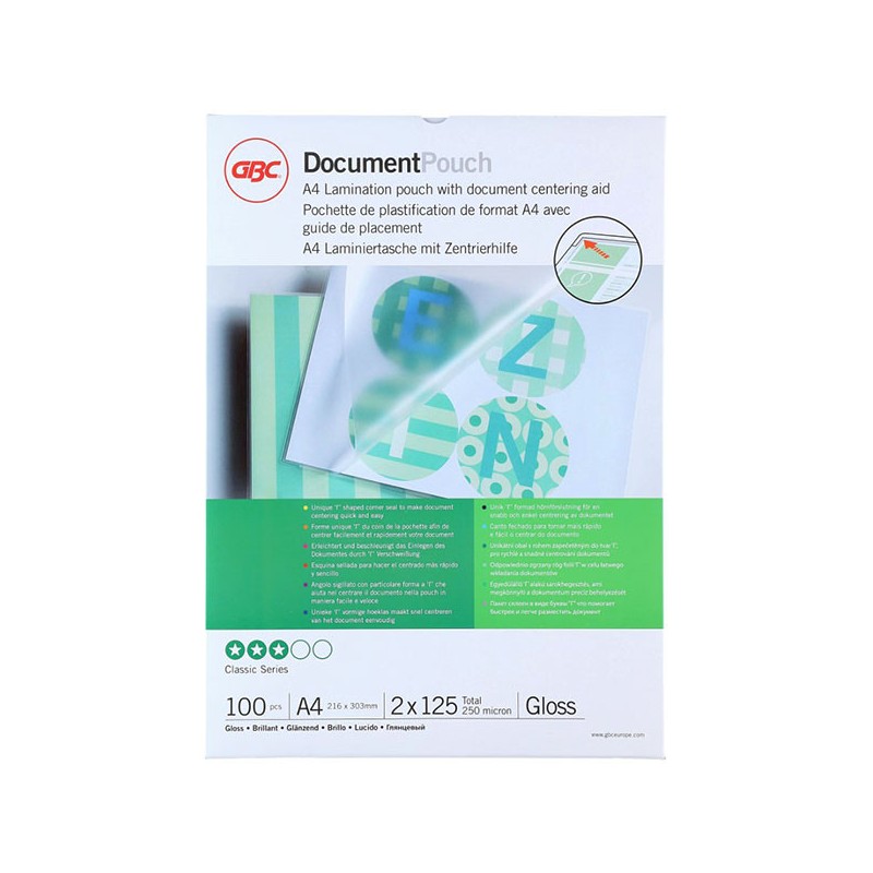 GBC Žepki A4, 216x303 mm, 125 mic, 100 kos za plastificiranje