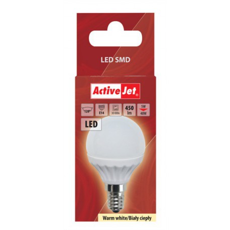 LED sijalka (žarnica) ActiveJet 5W, E14, topla svetloba (3000K)