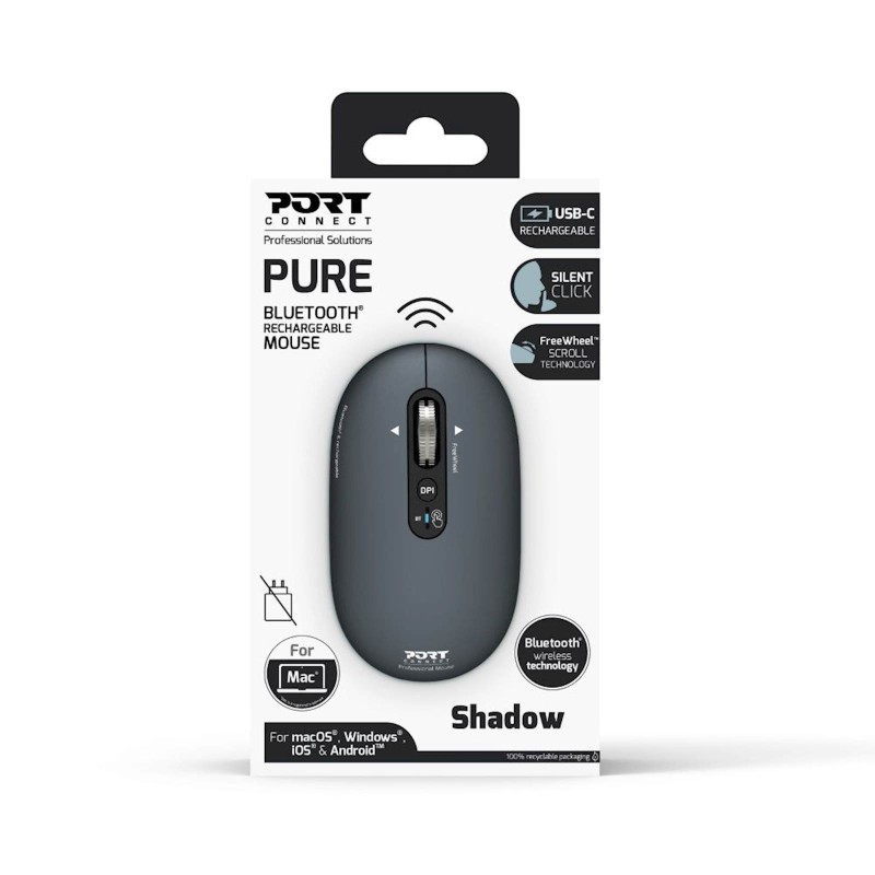 Miška PORT Pure Mac, temno siva