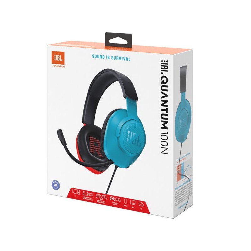 Slušalke JBL Quantum 100 Nintendo, modro-rdeče