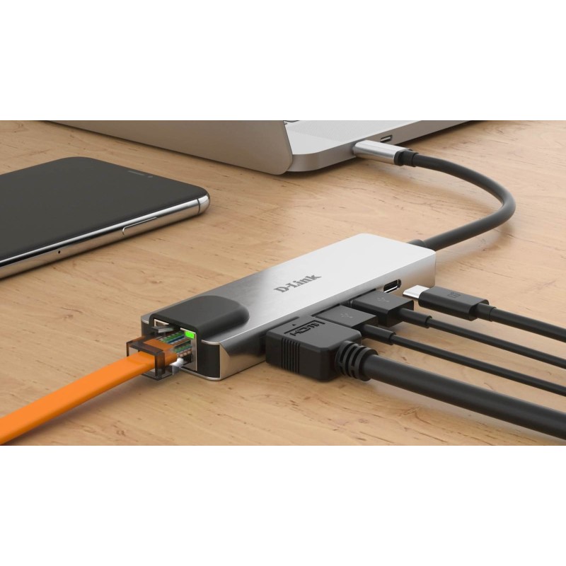 USB Hub D-Link 5v1 s HDMI, LAN in napajanjem