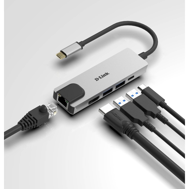 USB Hub D-Link 5v1 s HDMI, LAN in napajanjem