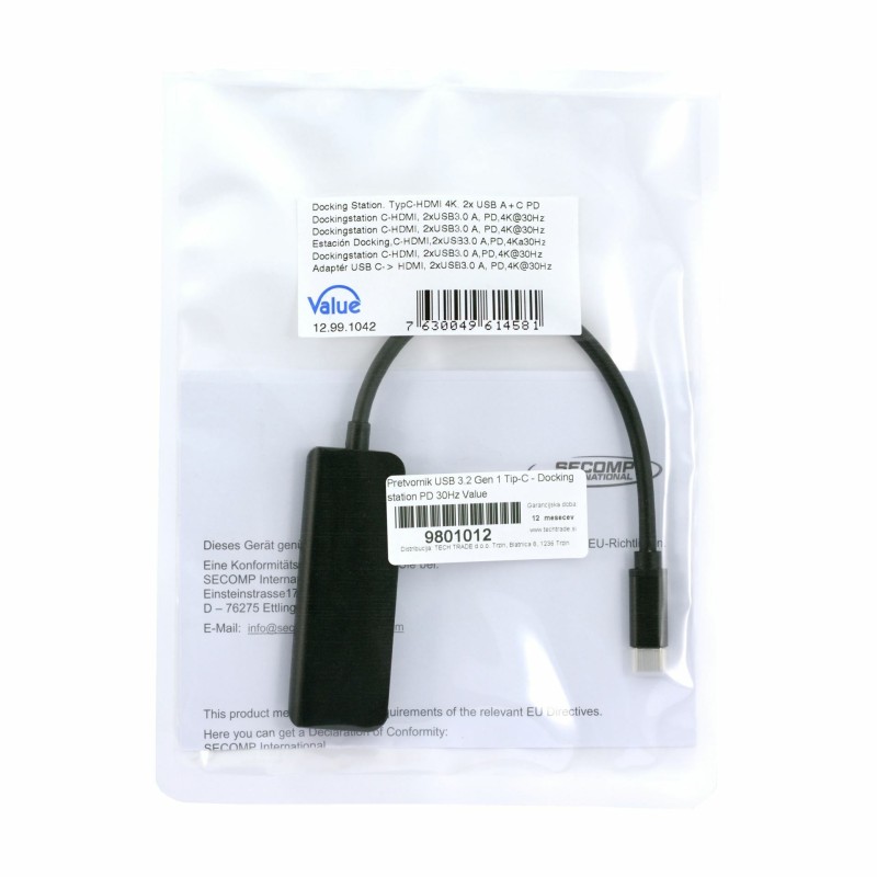 Pretvornik USB 3.2 Gen 1 Tip-C - Docking station PD 30Hz Value