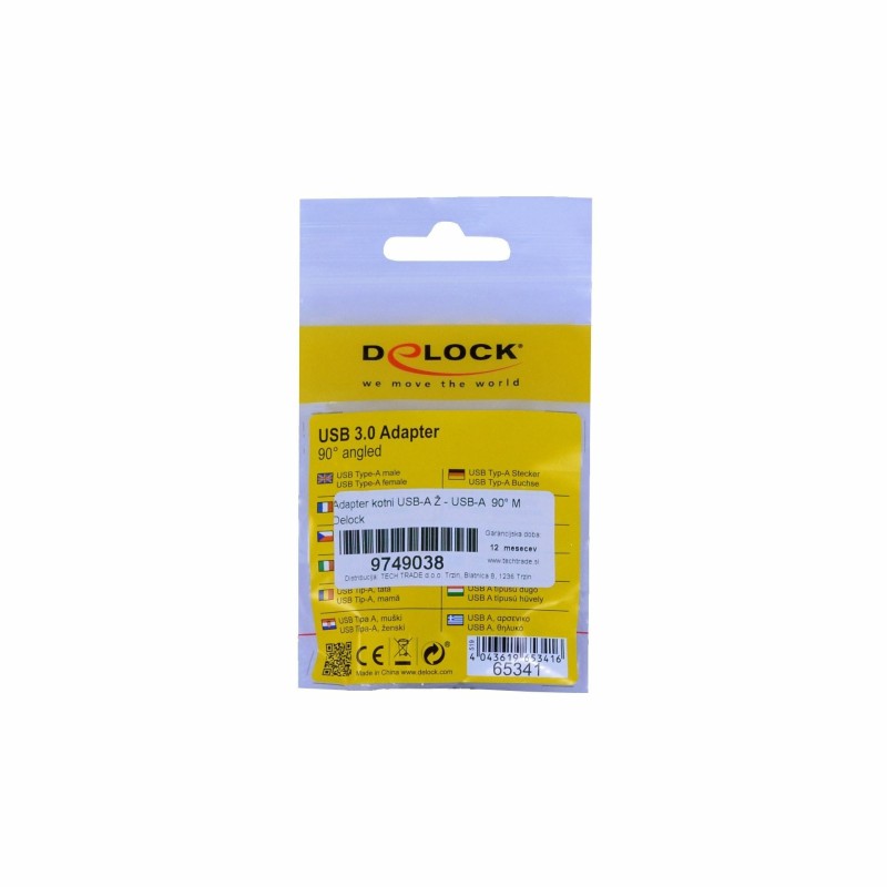 Adapter kotni USB-A Ž - USB-A  90° M Delock 9749038