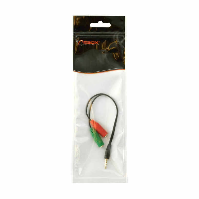 Adapter-AVDIO Jack 3,5M 4-pin - 2x3,5Ž stereo SBOX 9701046