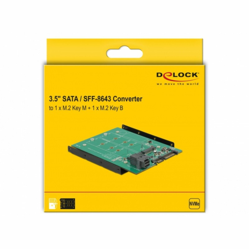Pretvornik 9cm SATA 22pin / SFF-8643 NVMe 1x M.2 Key M + B Delock 9760016