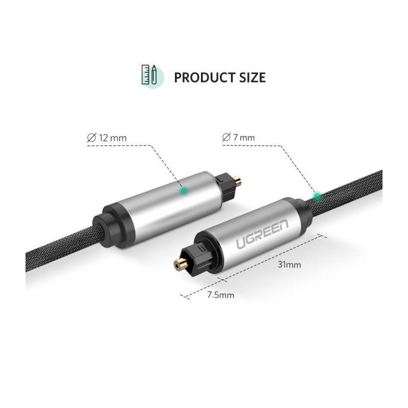 Ugreen Toslink optični kabel - pleten 3 m, 10541