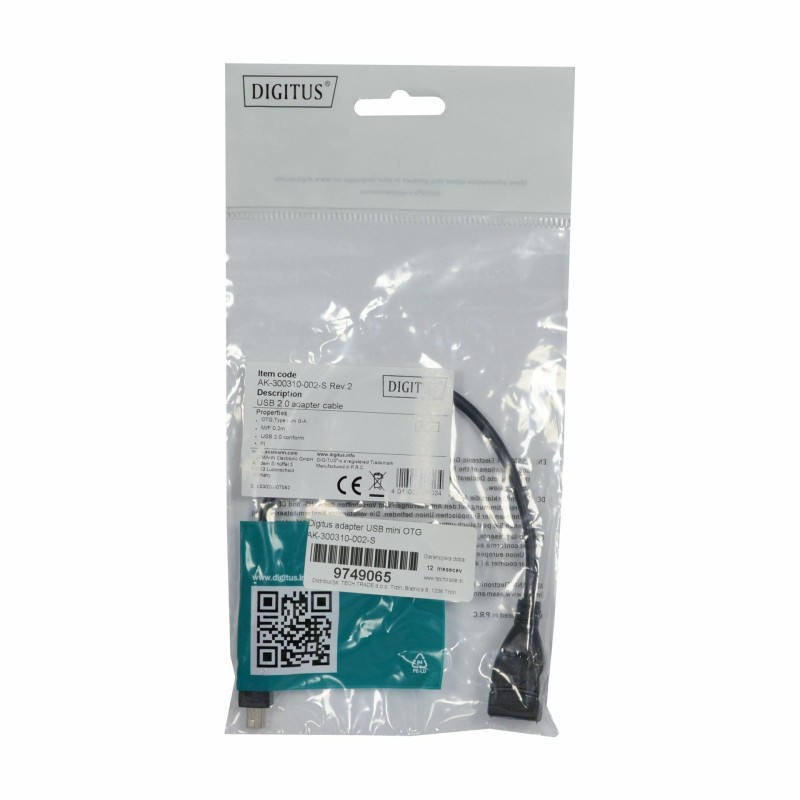 USB 2.0 adapter (1x USB 2.0 mini vtikač B - 1x USB 2.0 vtič) Digitus