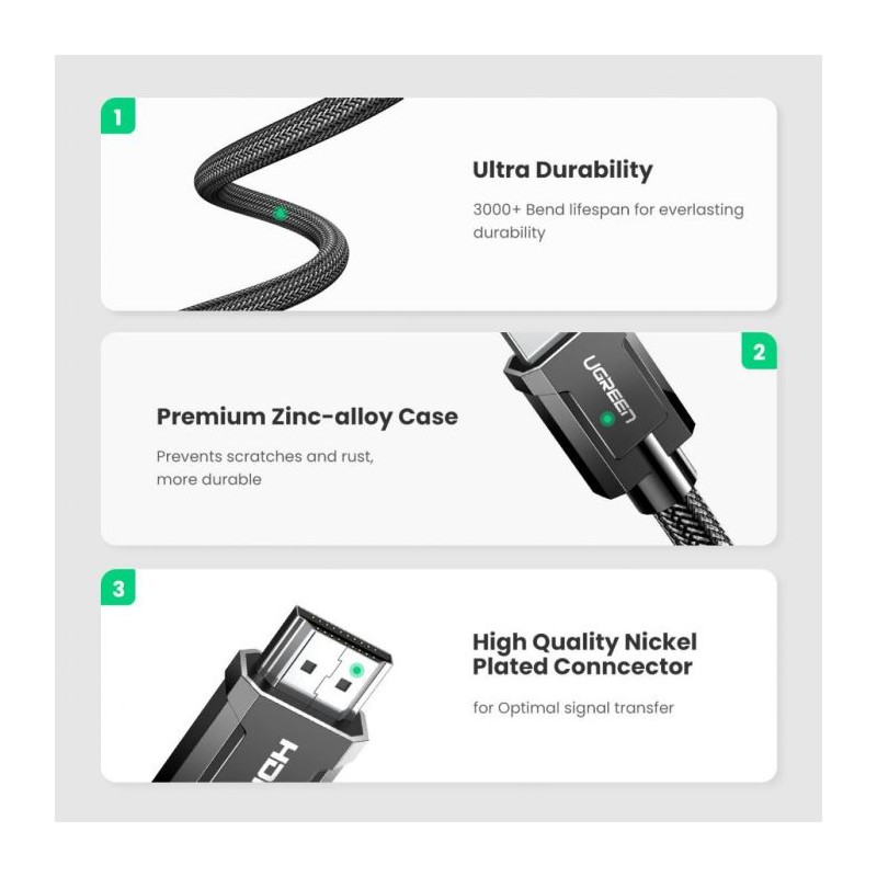 Ugreen 8K Ultra HDMI 2.1 kabel 2m - box, 70321