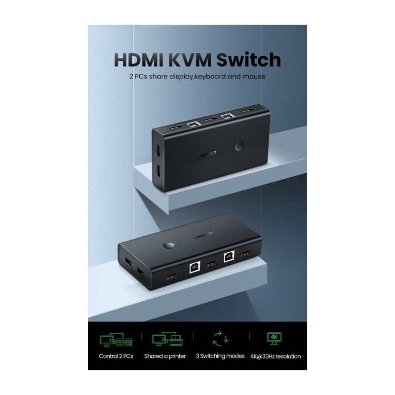 Ugreen HDMI 2x1 KVM Stikalo - box, 50744