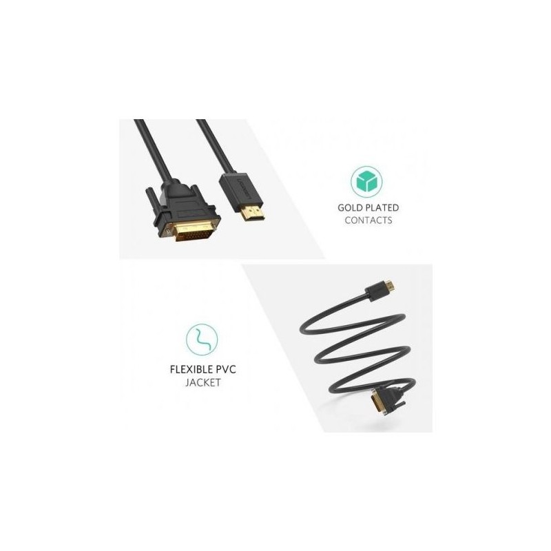 Ugreen HDMI na DVI kabel 24+1 1m - polybag, 30116