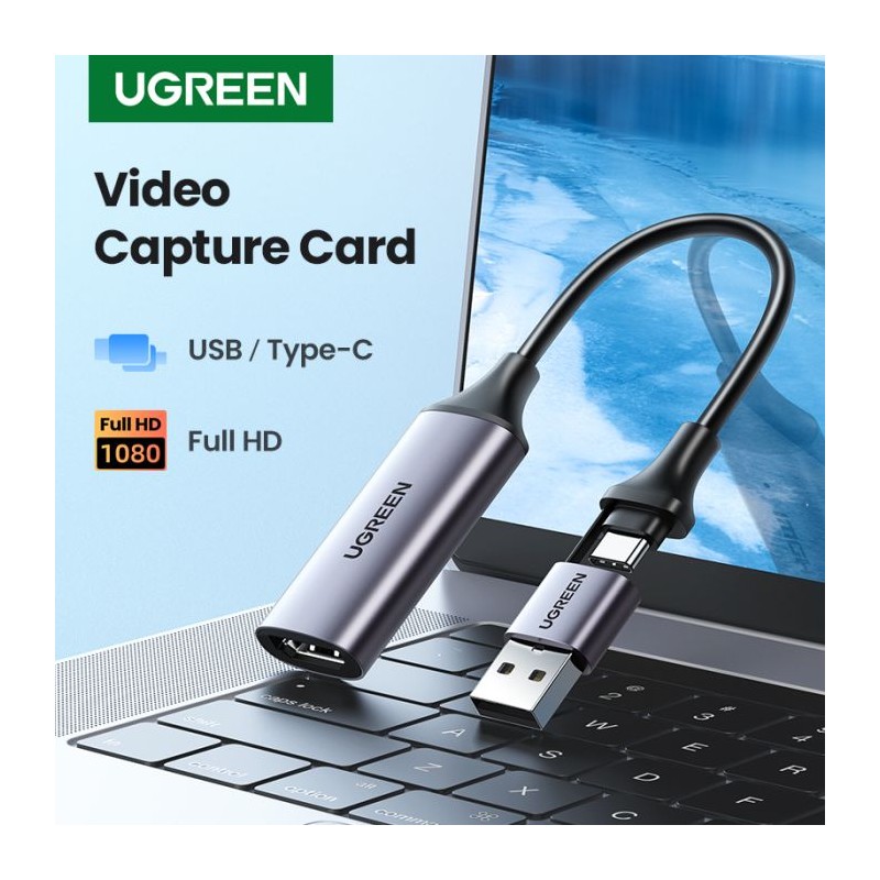 Ugreen USB 1080p adapter za zajem slike HDMI na USB-C/A - box, 40189