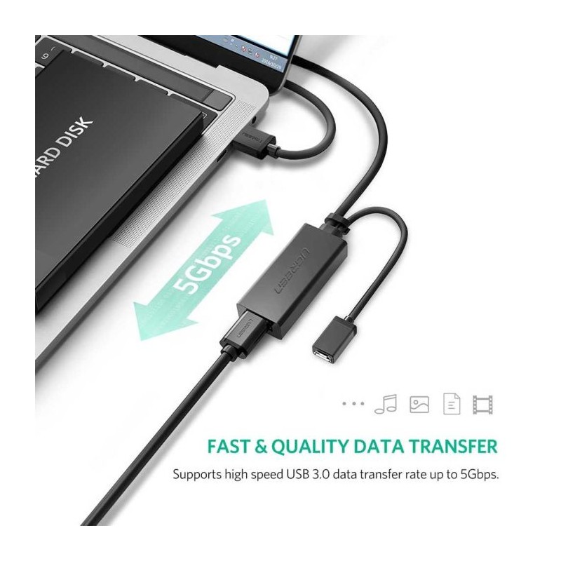 Ugreen USB podaljšek z možnostjo napajanja, 5M, 20826