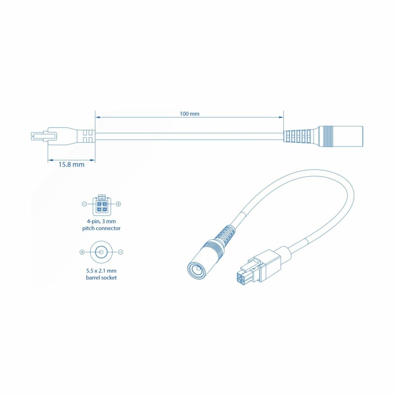 Adapter DC fi 5,5 x 2,1 mm – 4-pin 0,1m Teltonika 9765030