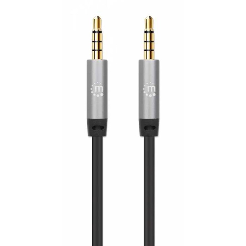 Kabel 3,5 mm Stereo moški/moški MANHATTAN, 3 m, črno/srebrna
