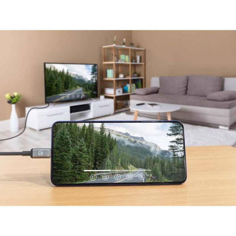 Kabel USB-C moški/HDMI moški MAHATTAN, (UHD) 4K@60Hz, 1 m, črna