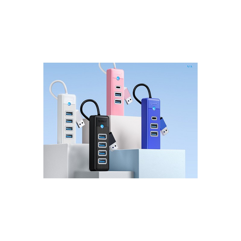 USB Hub ORICO PW4U-U3-015, 4-port, USB 3.0, črn