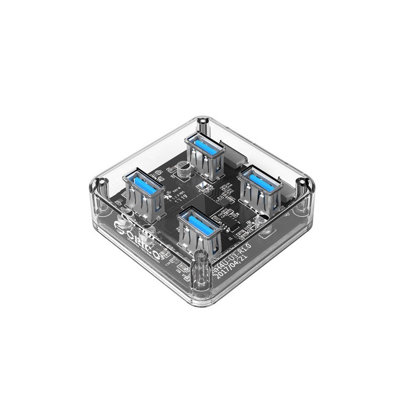 USB Hub ORICO MH4U, 4-port, USB 3.0, prozoren