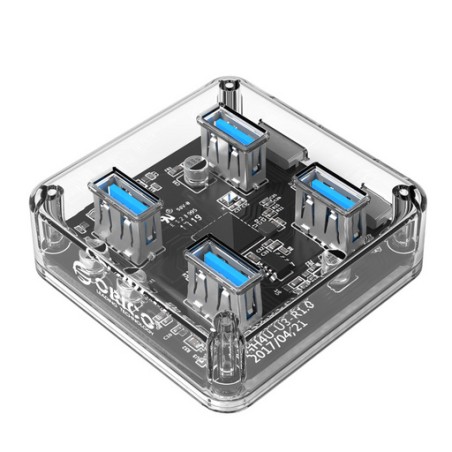 USB Hub ORICO MH4U, 4-port, USB 3.0, prozoren