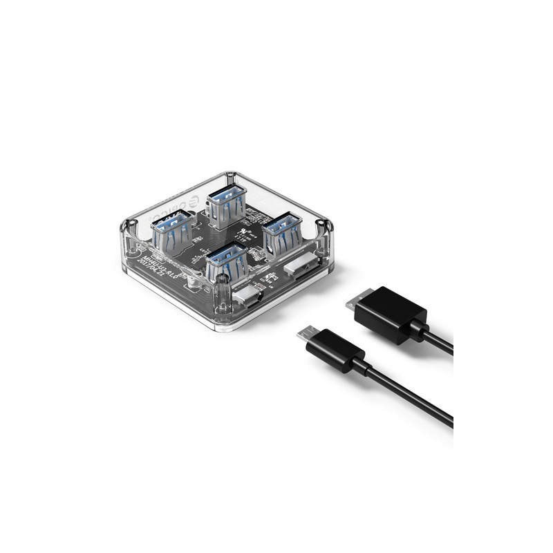 USB Hub ORICO MH4U, 4-port, USB 3.0, prozoren